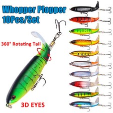 10x Fishing Lures Bait Rotating Tail Whopper Plopper Topwater Floating for Bass