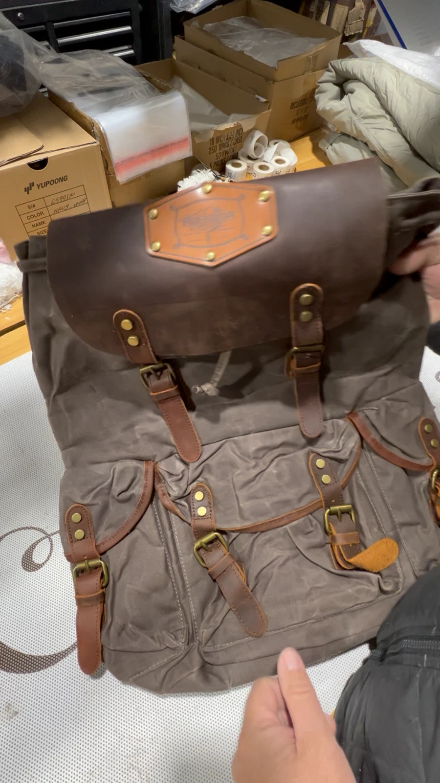  backpack waxed canvas leather 