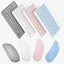 For Laptop PC Tablet Mac 10" Wireless Bluetooth Keyboard Mouse Set Rechargeable