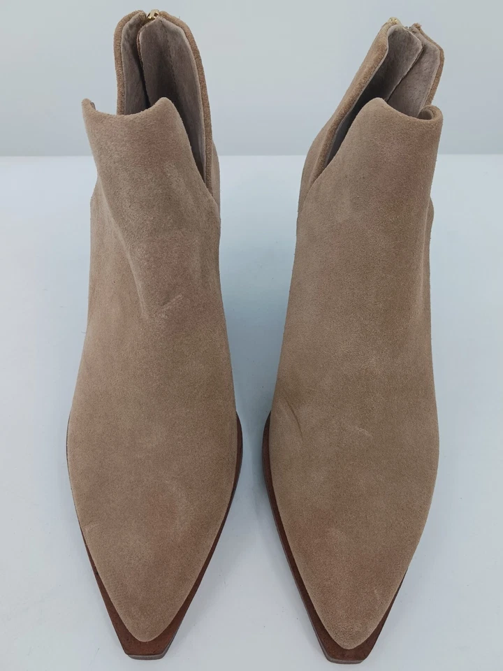 Vince Camuto Mujer Bota Tostada 6 Botín Cuero Apilado Medio Tobillo Tirar Bibestie Foto 4 de 4