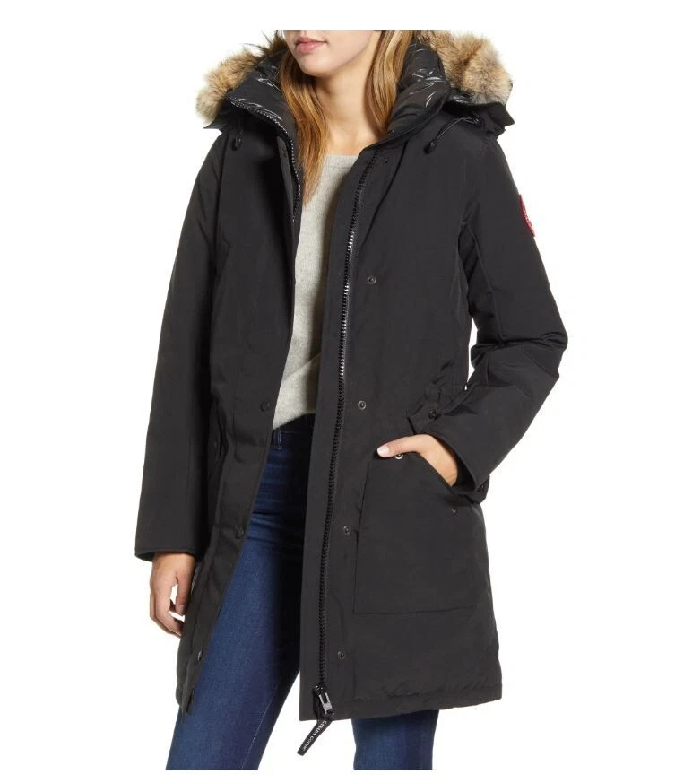Canada Goose Black Ellesmere Parka Coyote Fur Ruff Women's Size XL Extra Large
