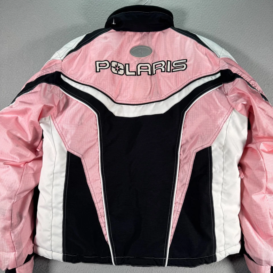 Polaris Snowmobile Jacket Womens Large Pink Full Zip Velocity Heavy Ski Outdoors - Image 2 of 4
