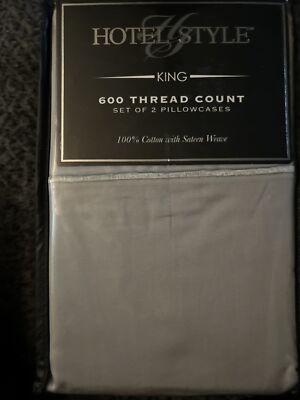 Hotel Style Gray Pumice 600 Thread Count King Size Set Of 2 Pillowcases