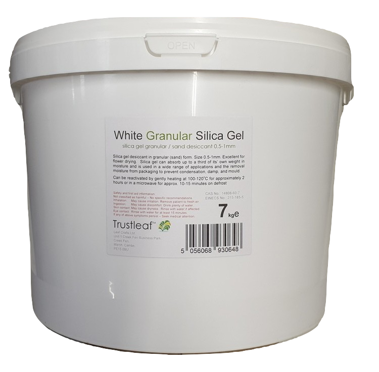 7kg White Silica Gel 0.5-1mm Granules - Reusable Tub - (7kg TUB - WS)