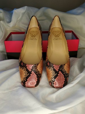 snakeskin print flats