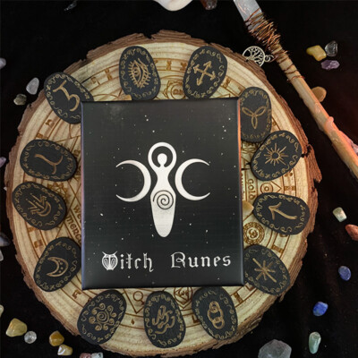 14pcs/set Wood Runes Stone Witches Rune Set Engraved Rune Symbol