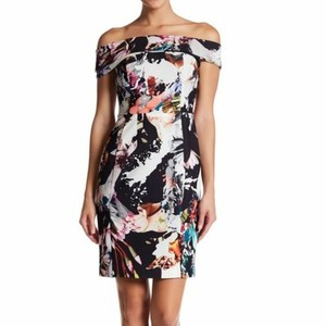 black halo off the shoulder dress