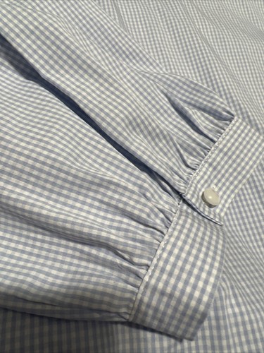 Lane Bryant sz24 Wrap Blouse gingham Blue White long Sleeve - Picture 6 of 12