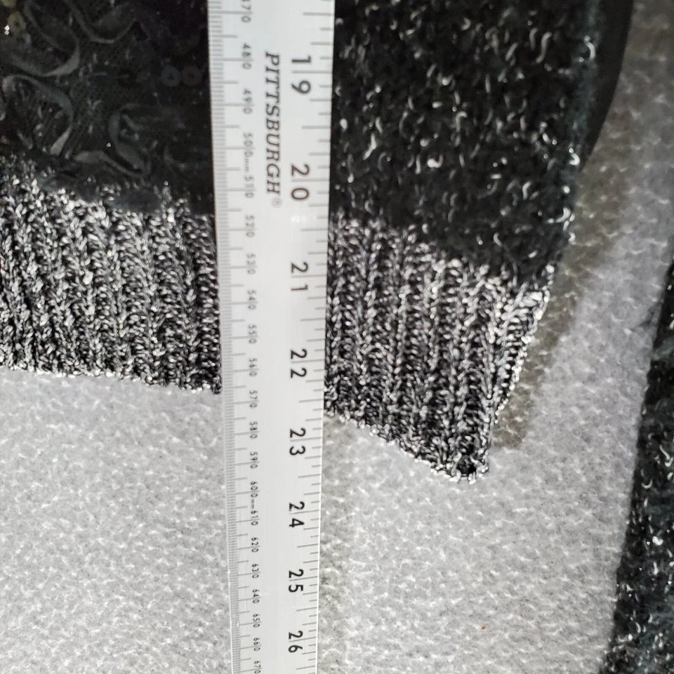 Suéter BKE Boutique Mujer S Negro Mezcla Lana Cárdigan Lentejuelas Piezas Cremallera Completa  Foto 2 de 4