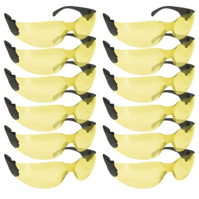 Crystal Color Lens Black Temple Safety Glasses, Anti-Scratch ANSI Z87.1 (12 PC)