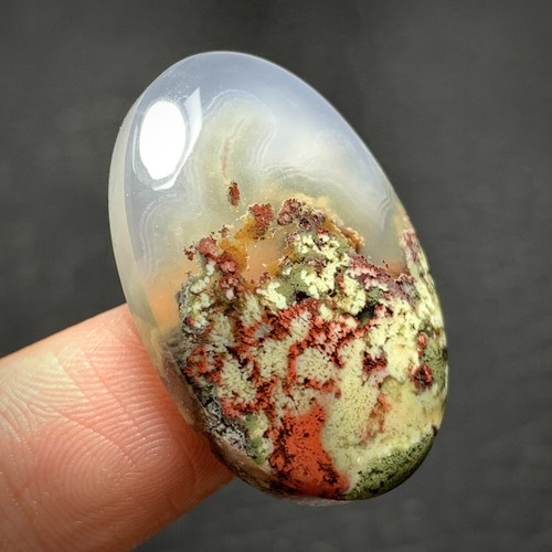 Scenic Moss Plume Agate Cabochon 30x20x5.7mm High Quality 28 ct - Picture 4 of 6