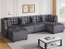 Quoyard 6-Seat Convertible Sofa Modular Sectional Sofa Versatile U-Shaped Couch