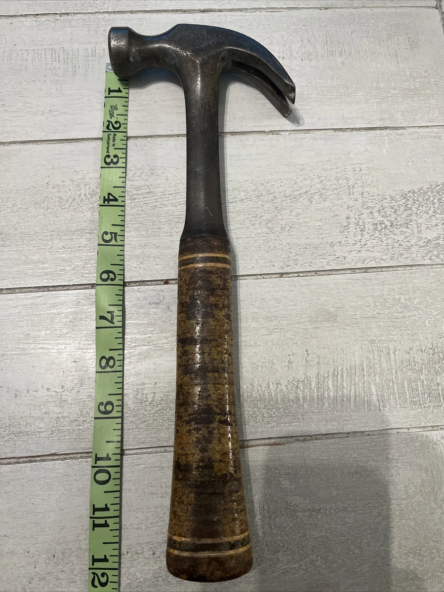 Vintage Estwing 16oz Head Claw Hammer w Stacked Leather Handle