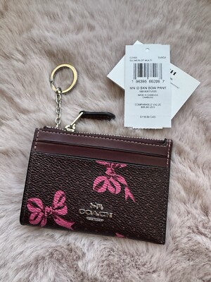 Coach Mini Skinny Id Case With Bow Print CZ460 NWT-  