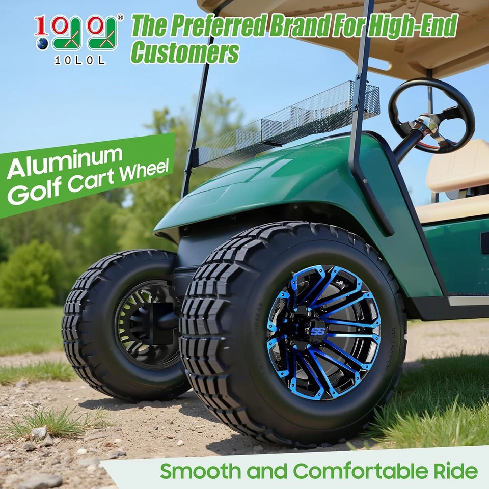 Tapacubos centrales azules para rueda de carro de golf de 14 pulgadas y SS para Yamaha EZGO Club Car, aluminio Foto 2 de 4