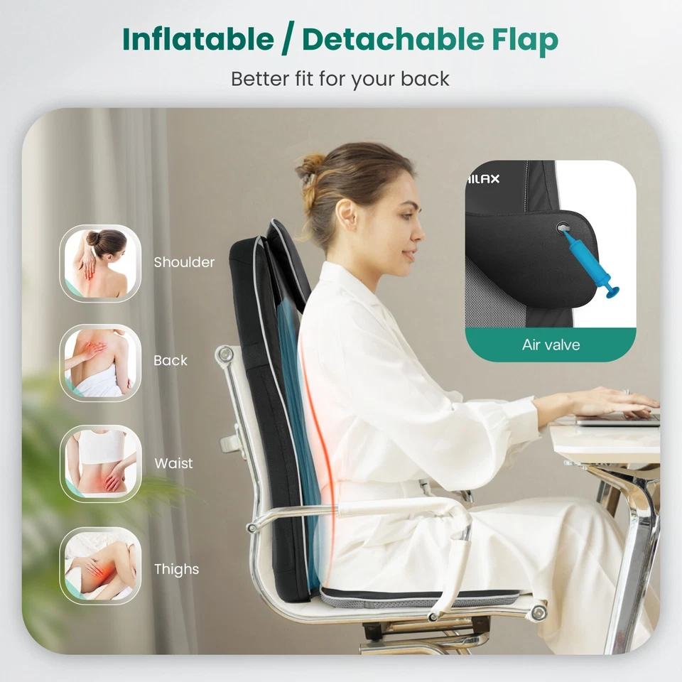 Snailax Masajeador de Espalda Shiatsu Mejorado con Calor, Masaje de Amasamiento de Tejido Profundo Foto 3 de 4