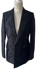Stunning Stella Mccartney Black Circle Wool Blend Double Breasted Blazer Size 36