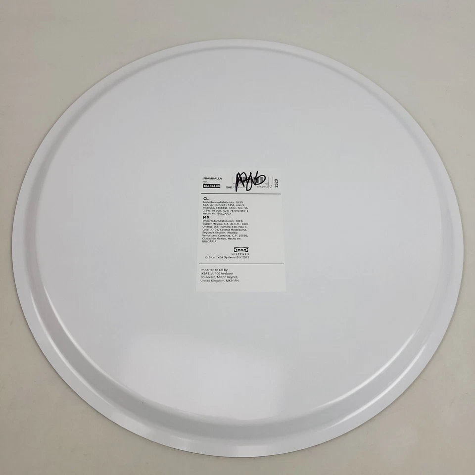 Bandeja para servir redonda Ikea FRAMKALLA estampada roja/azul/beige 16 7/8" nueva Foto 2 de 4