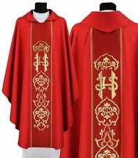 Red Gothic Chasuble with stole Vestment Rouge Casulla Roja Casula Rossa 033C
