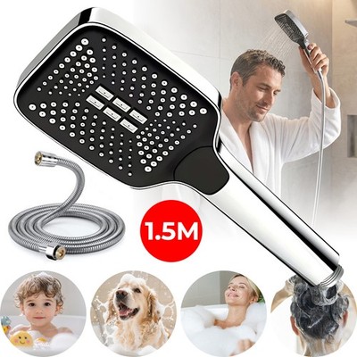 3Modi Duschkopf mit 1.5m Schlauch Hochdruck Handbrause Duschbrause Wassersparend