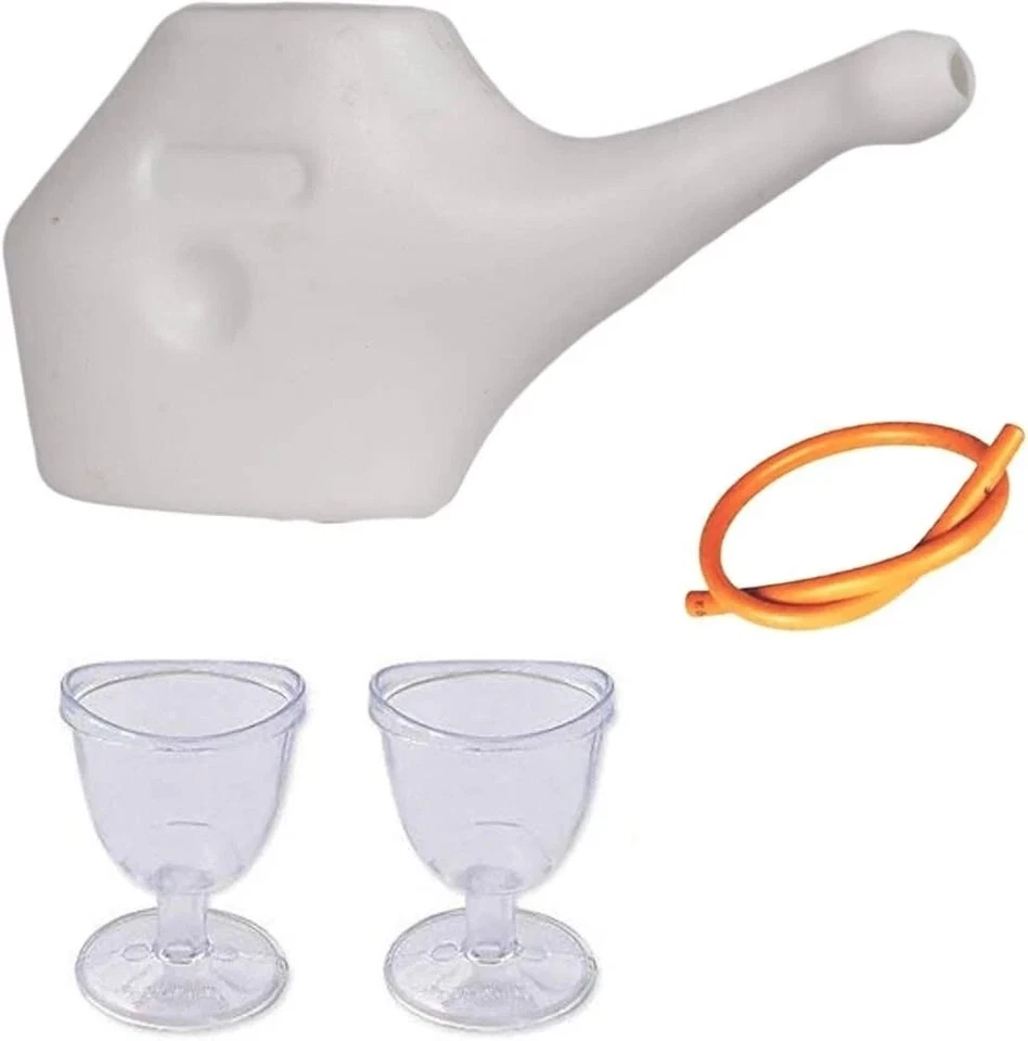 Plastic Small Jal Neti Pot With 1 Rubber Neti And Eye Wash Cup 2 Pcs -Combo Pack - Image 4 of 4