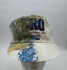 Sherwin Williams Painters Cap Hat White Blue USA Made Stretch American Vintage