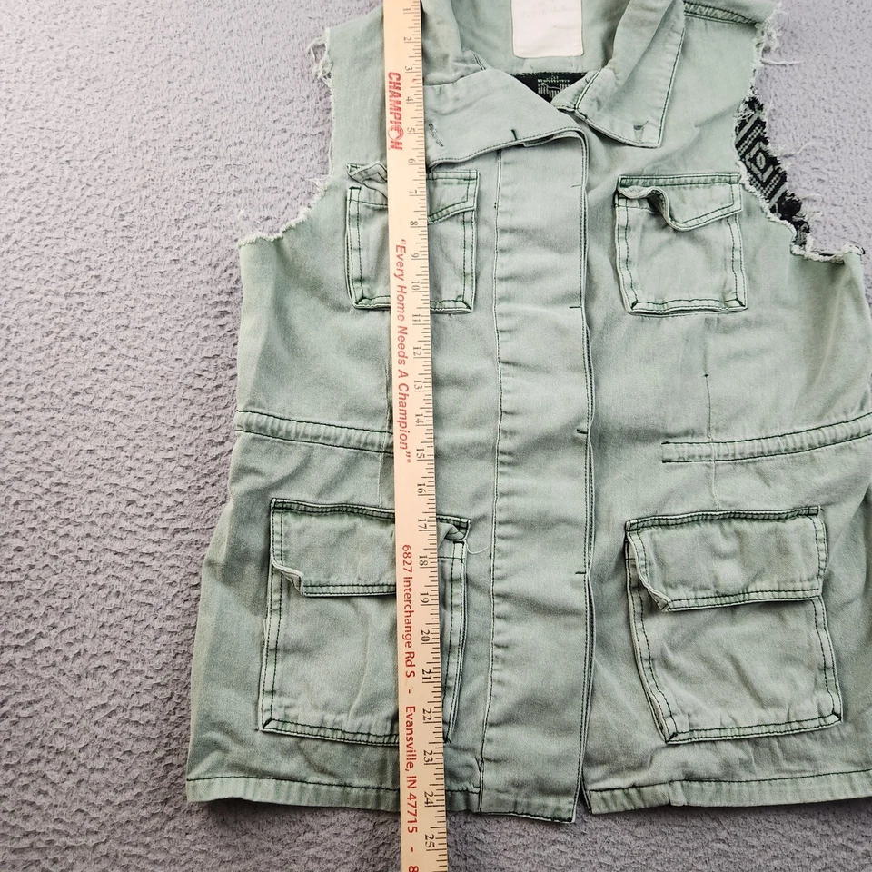 Chaleco O'Neill Mujer Mediano Utilitario Carga Distress Boho Azteca Tareas Chaqueta Camisa Foto 4 de 4