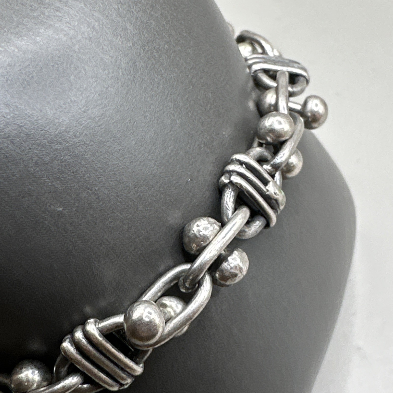 Solid Brutalist Design Sterling Silver Bracelet 7… - image 3
