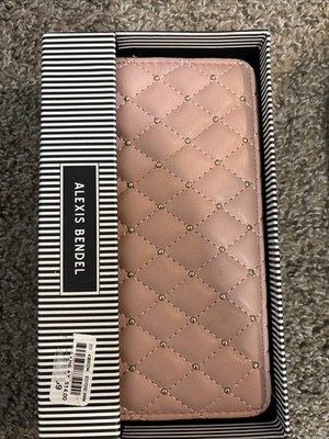 Alexis Bendel Full-Zip Black Quilted Wallet NWT Light Pink