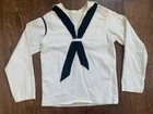 Vtg US Naval Shirt White Stripe WW2 Uniform Military Navy Sailor Cracker Jack