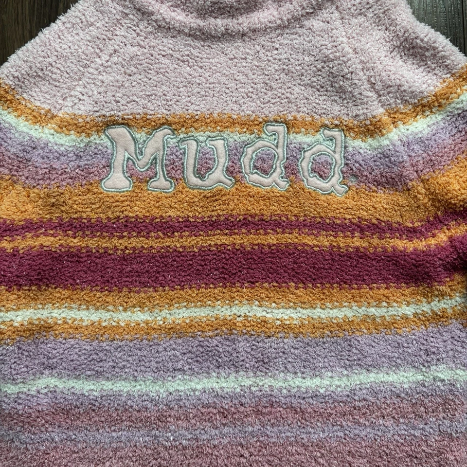 Suéter Pullover Mudd Jeans Logo Y2K Retro Recortado Cuello Alto Rosa Para Mujer XS Foto 3 de 4