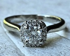 .70ct Round Natural Diamond Solitaire Halo Engagement Ring 14k White Gold Sz6.25