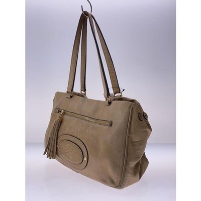 Auth LOEWE Anagram Leather Handbag Top Handle Bag Beige Women's Tassel Magnet