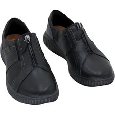 Clarks Magnolia Zip Black Leather Loafers Women's Comfort Slip-On US 7W