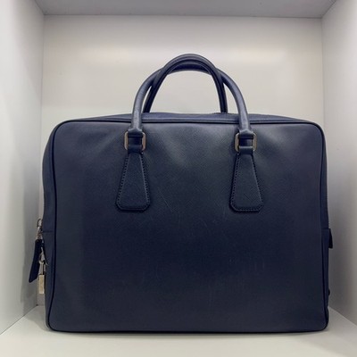 PRADA ネイビー ビジネスバッグ PRADA Navy Blue Leather Handbag Laptop Briefcase For Women | eBay