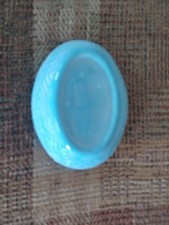 Blue Slag Glass Chicken Hen on Nest Small Covered Dish