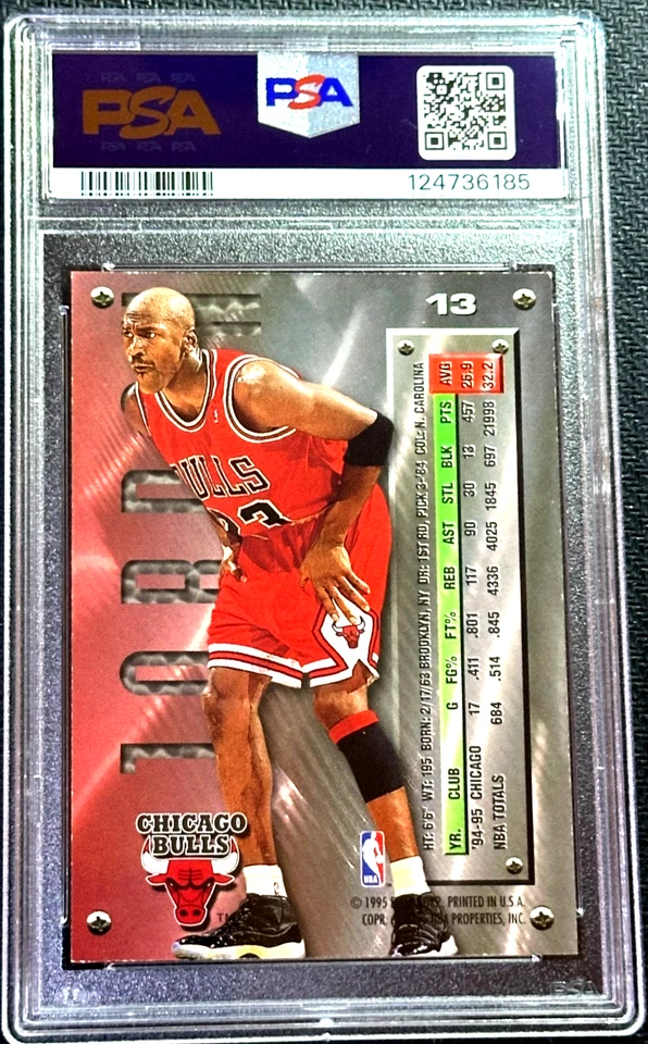 Tarjeta MICHAEL JORDAN 1995 Metal Silver Spotlight #13 Calificada PSA 4 Bulls Salón de la fama Foto 2 de 2