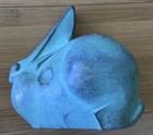 Vintage Well Known Saegusa Soutaro Japanese Artist Cast Metal Bunny Rabbit Sign — photo 3