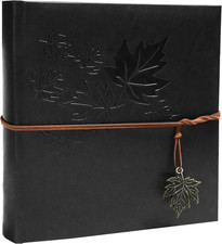 Photo Album 4X6 200 Photos, PU Leather Cover Maple Leaf Embossed 3D Picture Albu