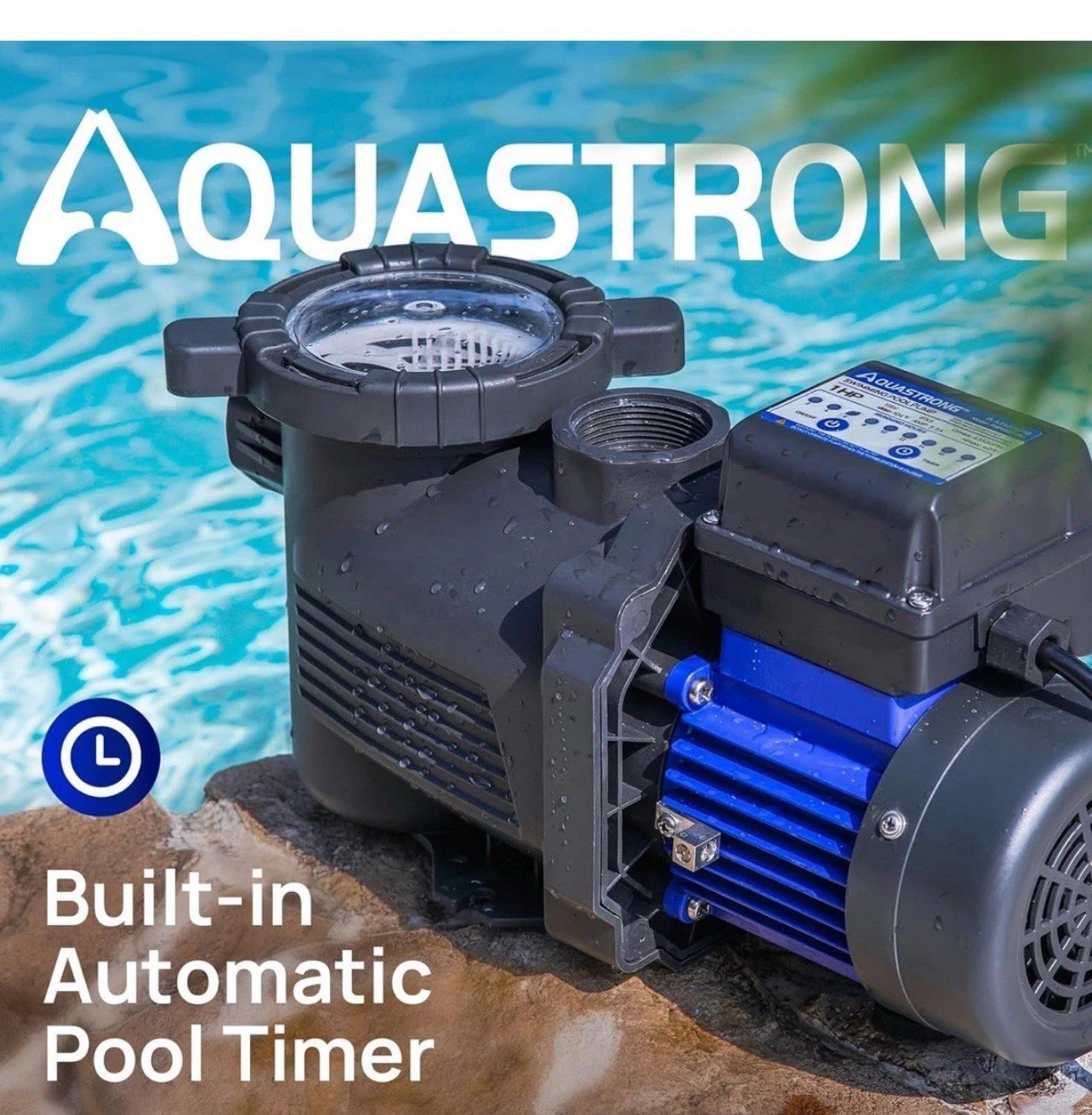 AQUASTRONG 3/4 HP Above Ground Pool Pump w Timer Powerful Self-Priming Pump 115V