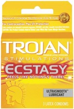 Trojan Stimulations Ecstasy Condoms 3 Ultrasmooth Lubricant Hp-Tj94721