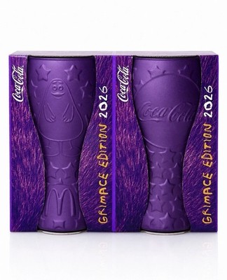 2x McDonalds Coca Cola Glas 2026 - Lila Grimace Gläser Sammelglas Limitiert OVP