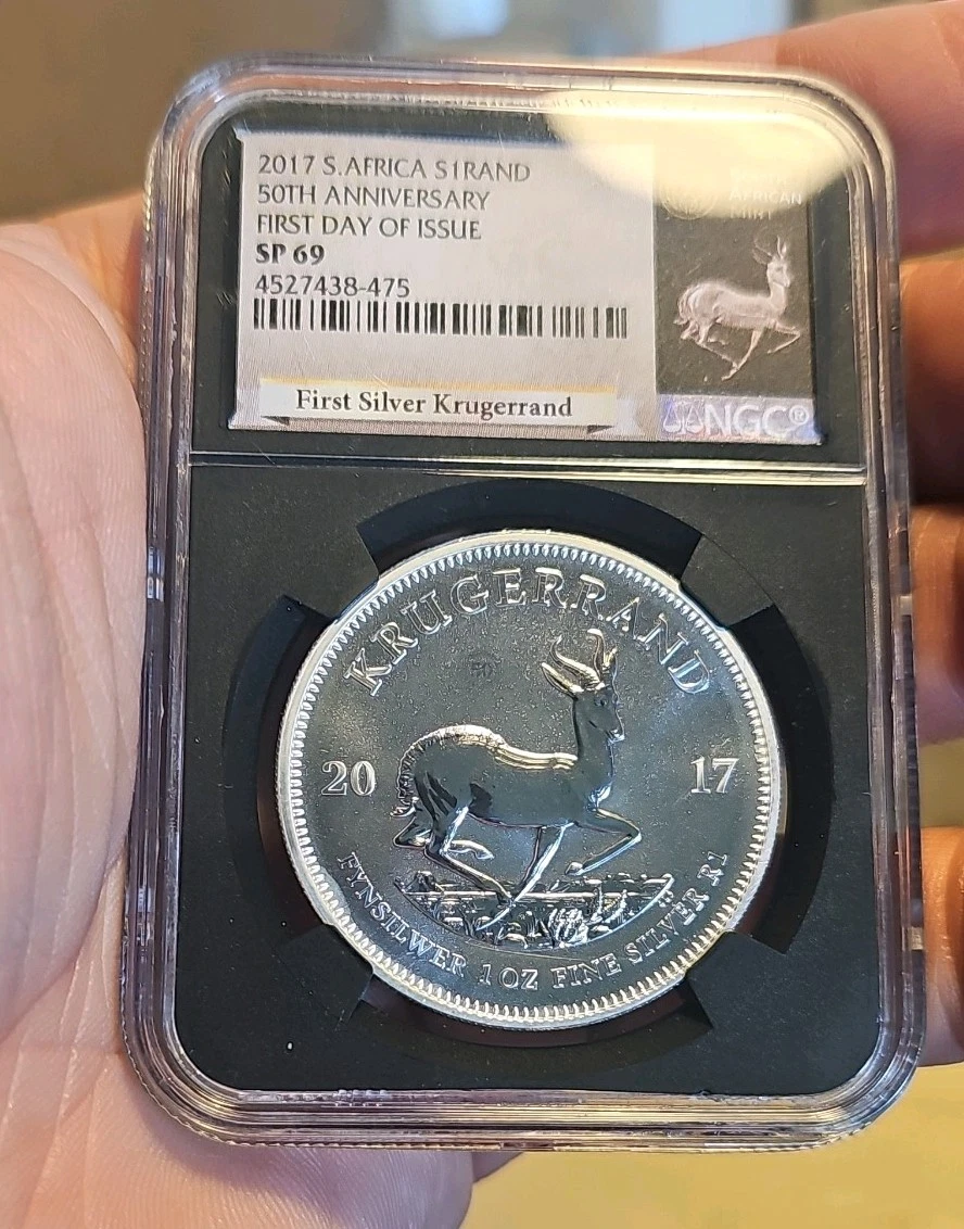 2017 南アフリカ 1ランド 50周年記念 銀貨 NGC SP70 101 南アフリカ クルーガーランド50周年記念 2017年 1ランド銀貨 NGC SP70