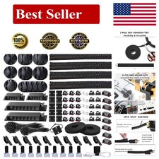 311Pcs Cable Management Organizer Kit 4 Cable Sleeve Split,53Cable Clips 12Cord