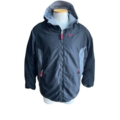 y2k Nike black gray reversible hooded jacket size L