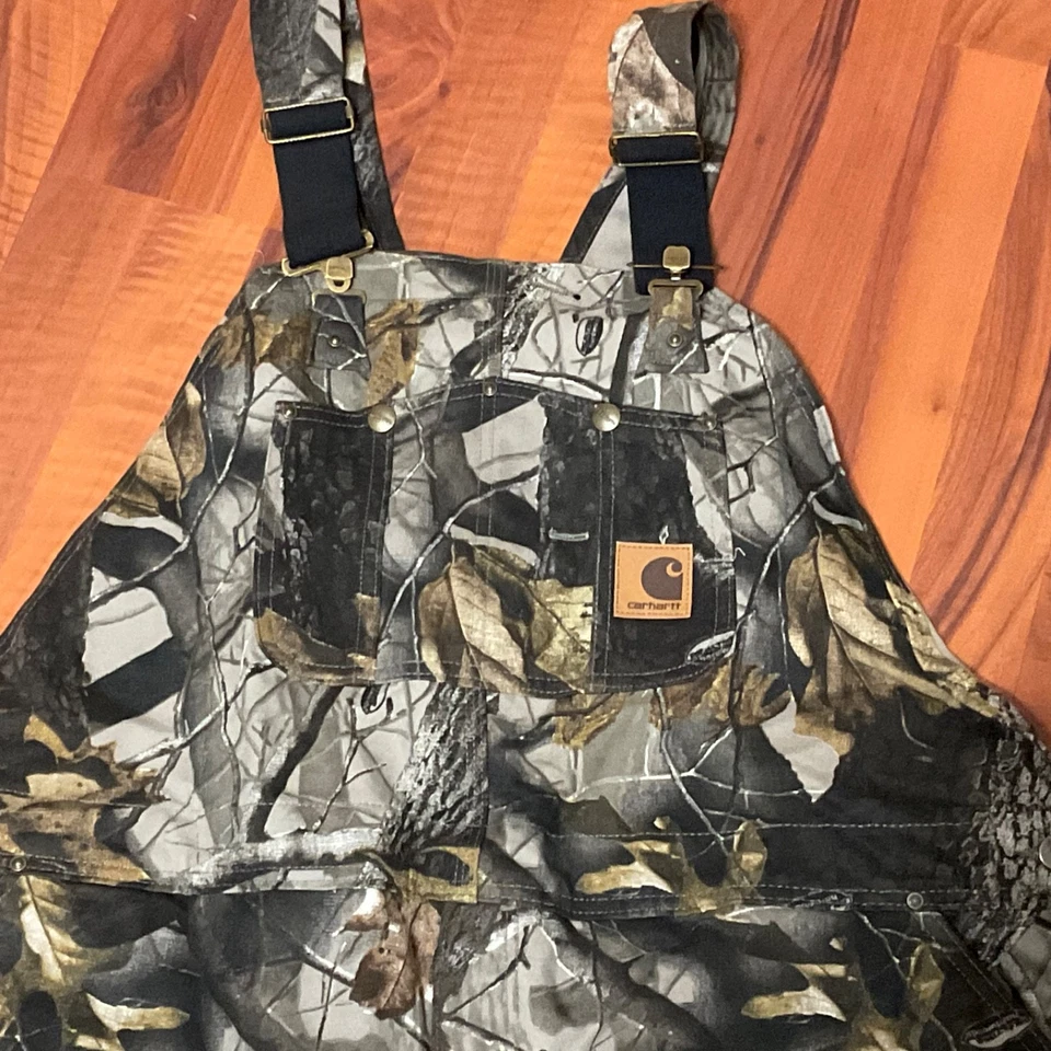 Vintage Carhartt Bib Men 36x32 Realtree Camo Insulated Double Knee Overalls R43 - Image 2 of 4