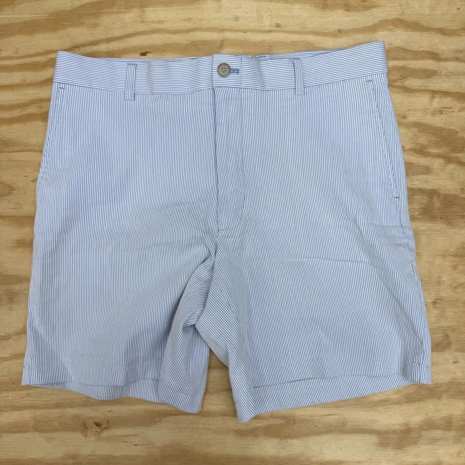 Pantalones Cortos Southern Tide Skipjack Azul Seersucker Preppy Chino Para Hombre Talla 34 Foto 3 de 4