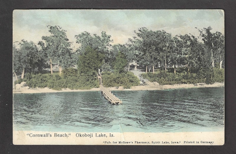 Spirit Lake Okoboji Iowa IA c1908 Dock, Homes, Cabins at Cornwall's Beach Resort