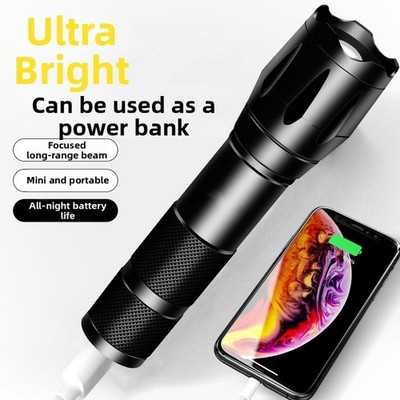 Kompakte wiederaufladbare LED-Taschenlampe mit USB-Powerbank und Strobe-Modi