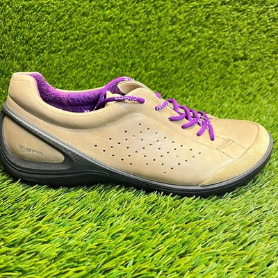 Ecco Biom Fjuel Train Womens Size 7 Beige Tan Black Casual Leather Golf Shoes